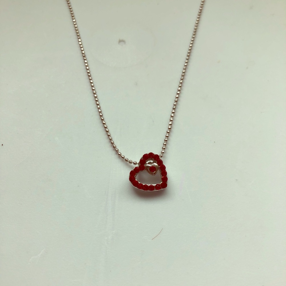 Children’s Sparkly Red Heart Necklace